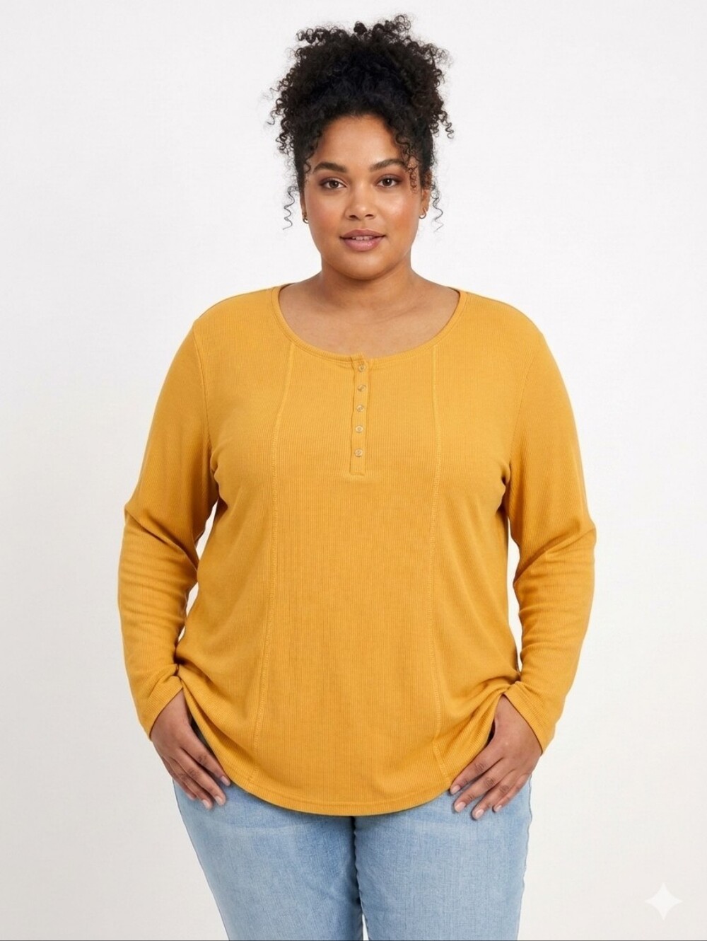 NWT Doublju Ribbed Long Sleeve Henley Top
